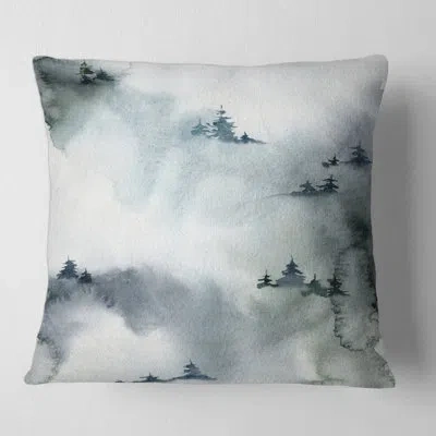 Design Art Minimalistic Forest With Snowy Fir Trees Square Pillow Cover & Insert In Gray