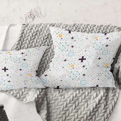 Design Art Minimalistic Geometric Elements - Mid-century Modernprinted Throw Pillow In White
