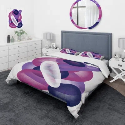 Design Art Minimalistic Purple And White Shapes - Modern Duvet Cover Set