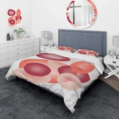 Design Art Minimalistic Red And Pink Shapes I - Modern Duvet Cover Set