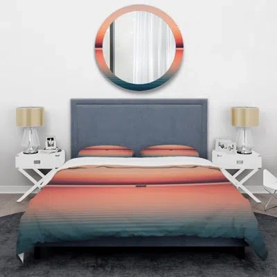 Design Art Minimalistic Sunset During The Full Moon Iv Beddingmicrofiber / Polyester Duvet Cover Set In Pink;orange