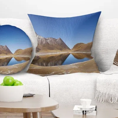 Design Art Miniques Lagoon North Of Chile - Sea & Shore Printed Throw Pillow In Blue