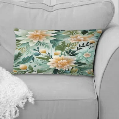 Design Art Mint Poppies Motifs I - Floral Printed Throw Pillow In Green;beige