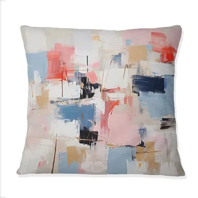 Design Art Missing You Abstract Blue And Red - Abstract Painting Printed Throw Pillow In Blue;pink