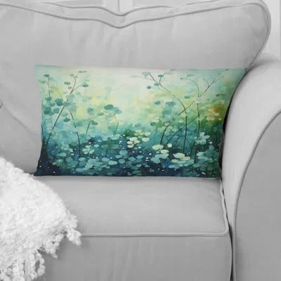 Design Art Misty Meadow I - Abstract Landscapes Printed Throw Pillow In Green