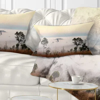 Design Art Misty Morning Panorama - Landscape Printed Throw Pillow