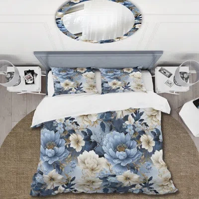 Design Art Misty Whispers Moody Patterns Bedding In Blue;white;gold