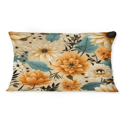 Design Art Mod Floral Nostalgia Iv - Floral Polyester Pillow In Beige;yellow