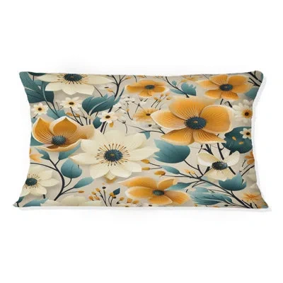 Design Art Mod Floral Nostalgia - Throw Pillowabstract Coral Reef Multicolor Azure - Throw Pillow In Beige;yellow;teal