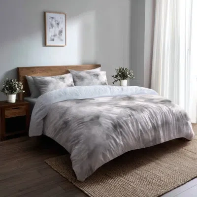 Design Art Modern 6 Pcs Comforter Set - Gray Quiet Smoke Comforter Bedding Set In Gray;white