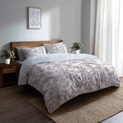 Design Art Modern 6 Pcs Comforter Set - Grey Whisper Toile Comforter Bedding Set In Gray;white