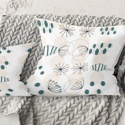 Design Art Modern Abstract Geometric Pattern - Mid-century Modernprinted Throw Pillow In White