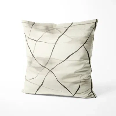 Design Art Modern Accent Pillow - Black Quiet Lines Printed Throw Pillow In Black;beige