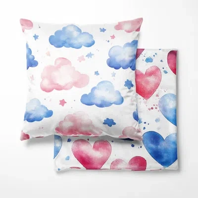 Design Art Modern Accent Pillow - Cute Clouds Teens Abstract Printed Throw Pillow In Pink;blue