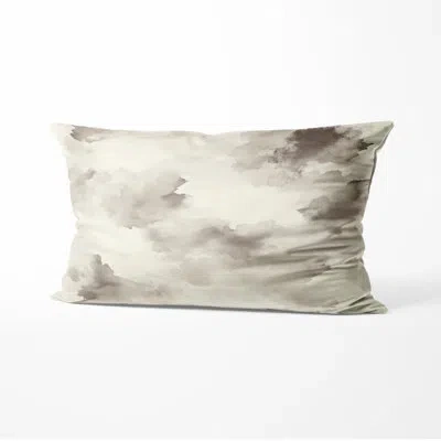 Design Art Modern Accent Pillow - Gray Slate Mist Printed Cushion In Gray;beige