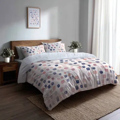 Design Art Modern Bedding Set 4 Pcs - Pink Geometric Pastel Stone Bed Comforter Set In Blue;pink