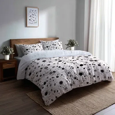 Design Art Modern Bedding Set - Abstract Black And White Bubble Duvet Cover And Throw Cushion Set In Black;white