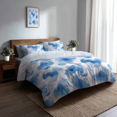 Design Art Modern Bedding Set - Duvet Cover And Cushion Set In Abstract Cloud Blue