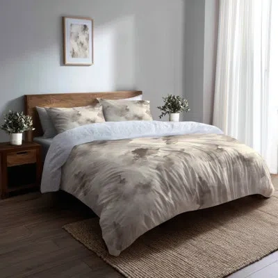 Design Art Modern Bedding Set Of 4 - Gray Slate Mist Bed Comforter Set In Gray;beige