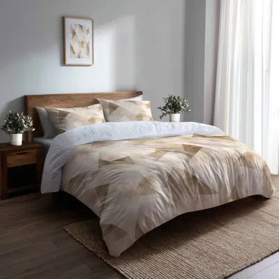 Design Art Modern Bedding Set Of 6 - Geometric Beige Angles Comforter Bedding Set