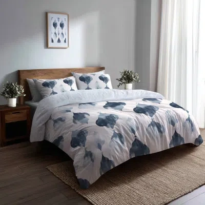 Design Art Modern Bedding Set Of 6 - Scandinavian Grey And White Mist Ikat Comforter Bedding Set In Gray;white