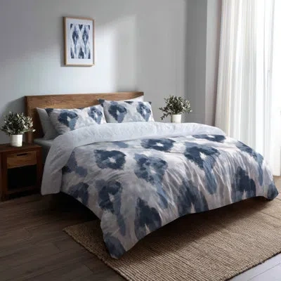 Design Art Modern Bedding Set - Scandinavian Grey And White Mist Ikat Duvet Cover And Cushion Set In White;grey