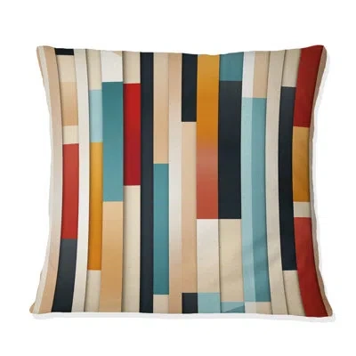 Design Art Modern Bold Stripes Pattern - Striped Printed Throw Pillow In Blue;red;yellow