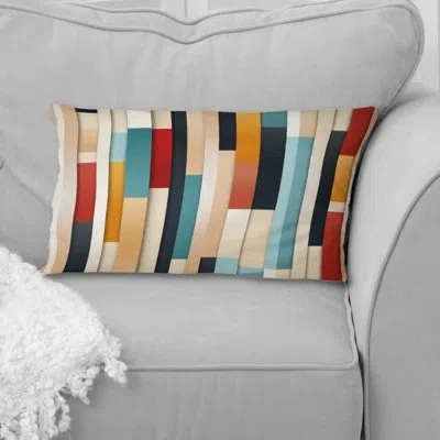 Design Art Modern Bold Stripes Pattern - Striped Printed Throw Pillow In Red;beige;yellow;multicolor