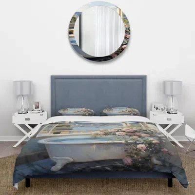 Design Art Modern Comforter Set 4 Pcs - French Bathroom Comforter Bedding Set In Pink;beige