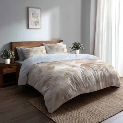 Design Art Modern Comforter Set 6 Pcs - Abstract Beige Mist Comforter Bedding Set