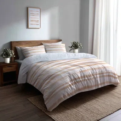 Design Art Modern Comforter Set Of 6 - Abstract Beige Lines Comforter Bedding Set