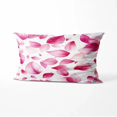 Design Art Modern Decorative Cushion - Abstract Petal Dust Printed Throw Pillow In White;pink