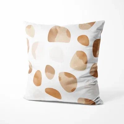 Design Art Modern Decorative Cushion - Beige Soft Clay Stone Printed Throw Pillow In Brown;beige