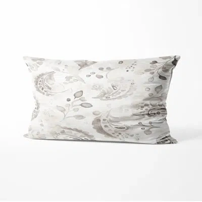 Design Art Modern Decorative Cushion - Grey Paisley Floral Printed Throw Pillow