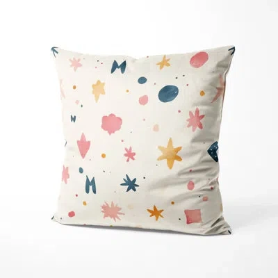 Design Art Modern Decorative Cushion - Pink Girl Power Printed Throw Pillow In Yellow;pink