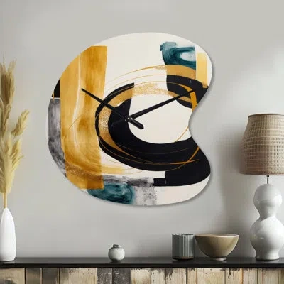 Design Art Modern Green Art Deco Iii - Transitional Asymmetrical Metal Clock, Green Unique Shape Wall Clock Pri In Green;gold