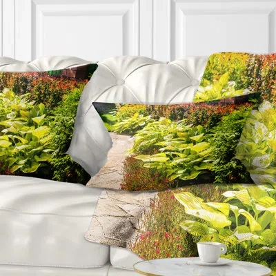 Design Art Modern Green Garden Design - Landscape Printed Throw Pillow