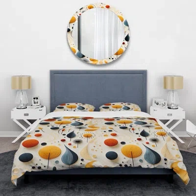 Design Art Modern Multicolor Eclectic Garden - Eclectic Duvet Cover Set - Microfiber Polyester In Blue;beige