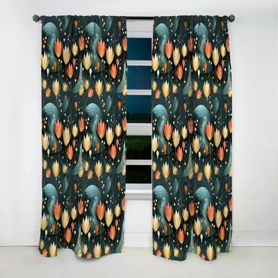 Design Art Modern Oasis Hues In Botanical World - Floral Curtain - Blackout Floral Curtain - 1 Panels In Yellow;pink