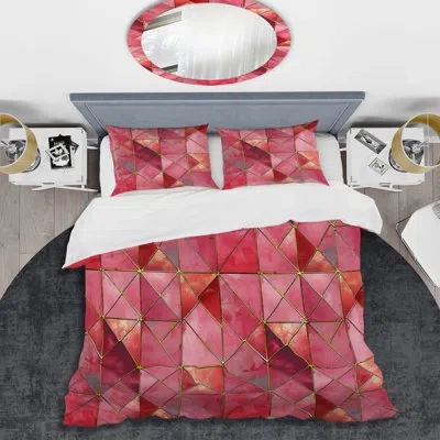 Design Art Modern Pink Perfection Ii - Modern Duvet Cover Set In Pink;gold