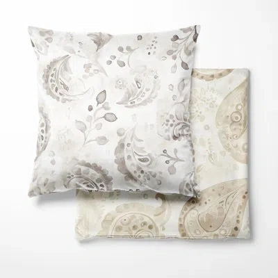 Design Art Modern Throw Cushion - Paisley Floral Paisley Decorative Cushion In Gray