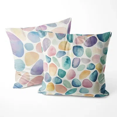 Design Art Modern Throw Cushion - Pastel Pebbles Teens Geometric Decorative Cushion In Purple;yellow