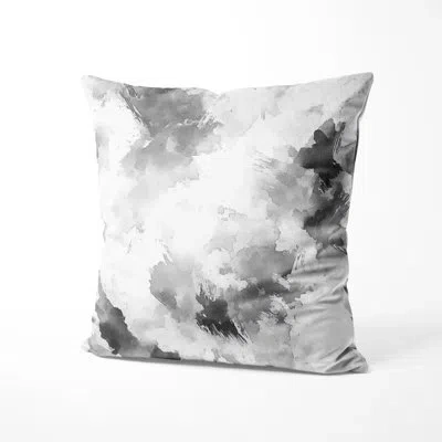 Design Art Modern Throw Pillow - Abstract Quiet Ink Forms Printed Cushion In Black;white