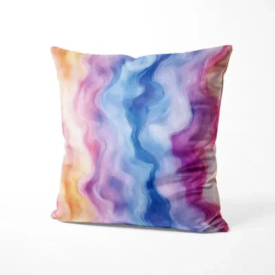Design Art Modern Throw Pillow - Blue Pastel Cosmic Wave Printed Cushion In Blue;purple