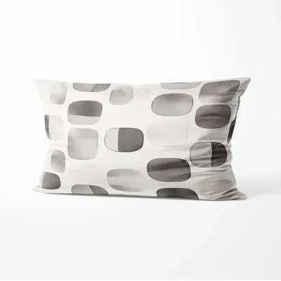Design Art Modern Throw Pillow - Grey Neutral Steps Printed Cushion In Beige;grey