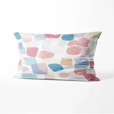 Design Art Modern Throw Pillow - Patchwork Pastel Mosaic Printed Cushion In Red;orange