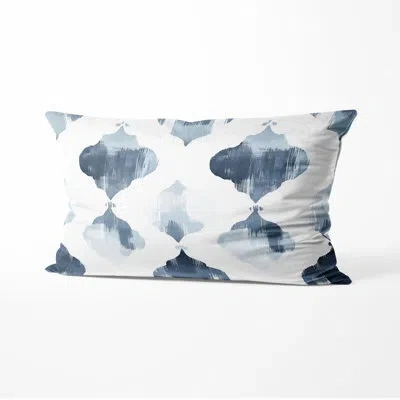 Design Art Modern Throw Pillow - Scandinavian Grey And White Mist Ikat Printed Cushion In White;grey