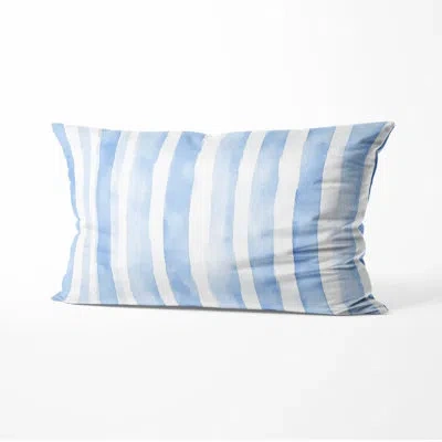 Design Art Modern Throw Pillow - Striped Blue And White Soft Blue Stripes Printed Cushion In Blue;white