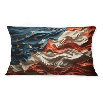 Design Art Modern Usa Flag Ii - Flag Printed Throw Pillow In Blue;red