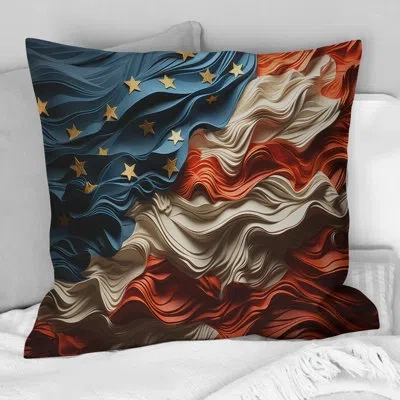 Design Art Modern Usa Flag Ii - Flag Printed Throw Pillow In Blue;red